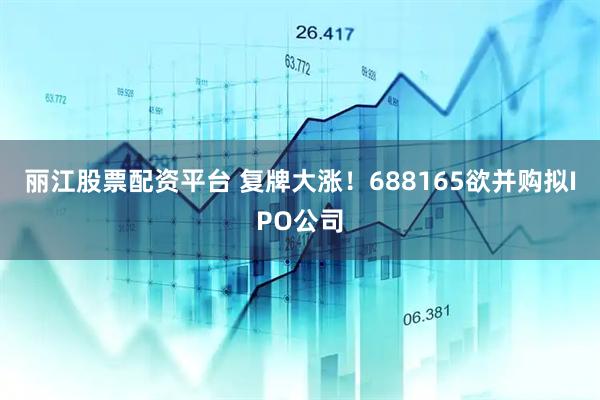 丽江股票配资平台 复牌大涨！688165欲并购拟IPO公司